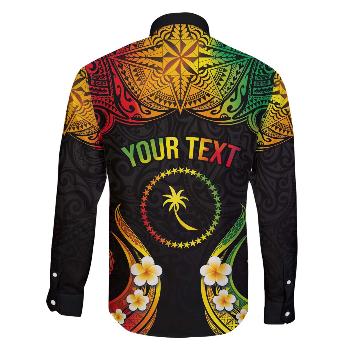 Personalised Chuuk Independence Day Family Matching Off The Shoulder Long Sleeve Dress and Hawaiian Shirt Polynesian Tattoo and Plumeria Reggae Color LT03 - Polynesian Pride