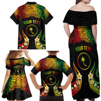 Personalised Chuuk Independence Day Family Matching Off Shoulder Maxi Dress and Hawaiian Shirt Polynesian Tattoo and Plumeria Reggae Color LT03 - Polynesian Pride