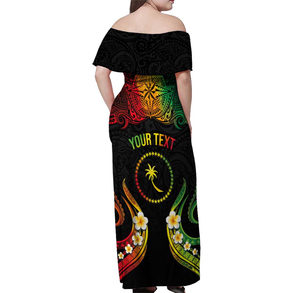 Personalised Chuuk Independence Day Family Matching Off Shoulder Maxi Dress and Hawaiian Shirt Polynesian Tattoo and Plumeria Reggae Color LT03 - Polynesian Pride