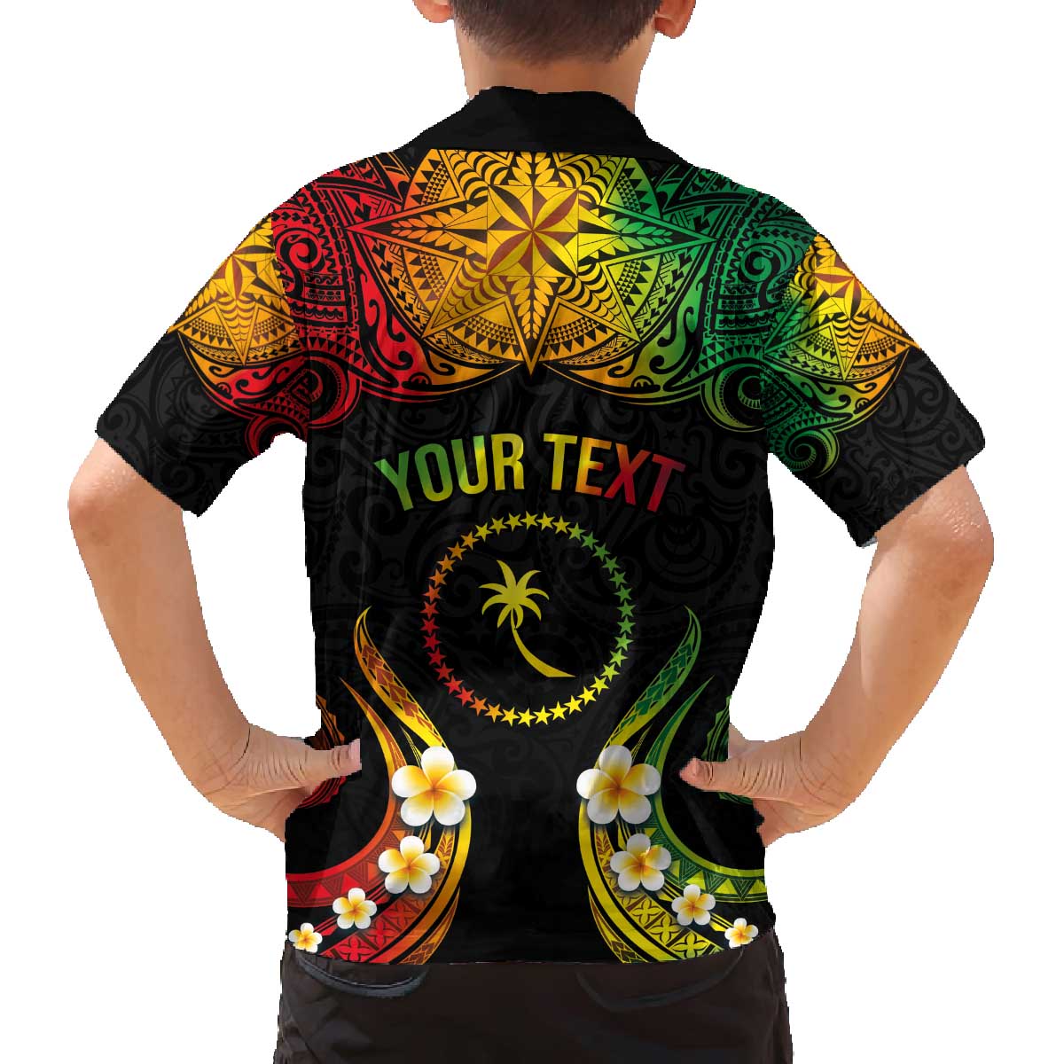 Personalised Chuuk Independence Day Family Matching Puletasi and Hawaiian Shirt Polynesian Tattoo and Plumeria Reggae Color LT03 - Polynesian Pride