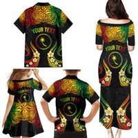 Personalised Chuuk Independence Day Family Matching Puletasi and Hawaiian Shirt Polynesian Tattoo and Plumeria Reggae Color LT03 - Polynesian Pride