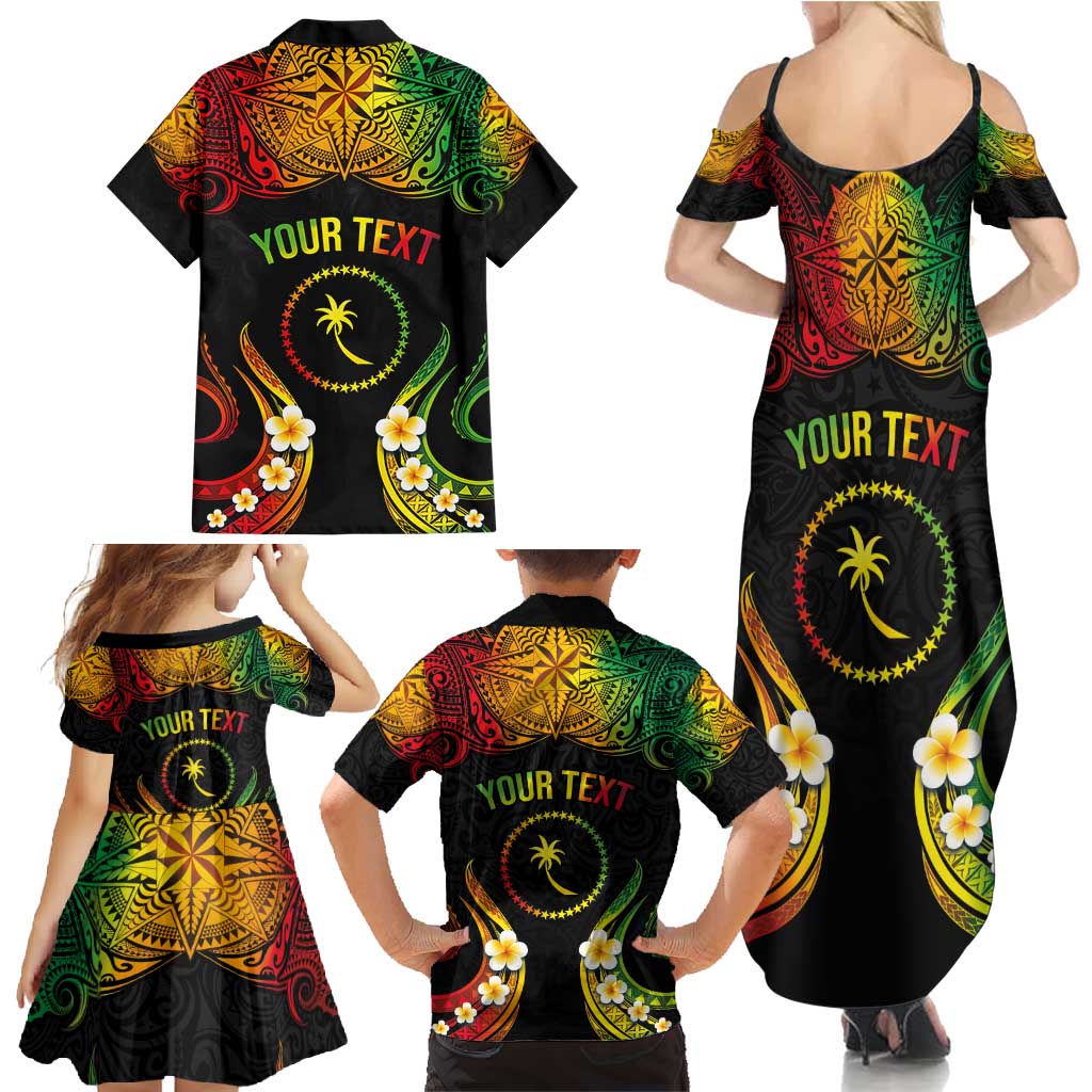 Personalised Chuuk Independence Day Family Matching Summer Maxi Dress and Hawaiian Shirt Polynesian Tattoo and Plumeria Reggae Color LT03 - Polynesian Pride