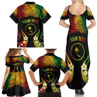 Personalised Chuuk Independence Day Family Matching Summer Maxi Dress and Hawaiian Shirt Polynesian Tattoo and Plumeria Reggae Color LT03 - Polynesian Pride