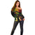Personalised Chuuk Independence Day Off Shoulder Sweater Polynesian Tattoo and Plumeria Reggae Color