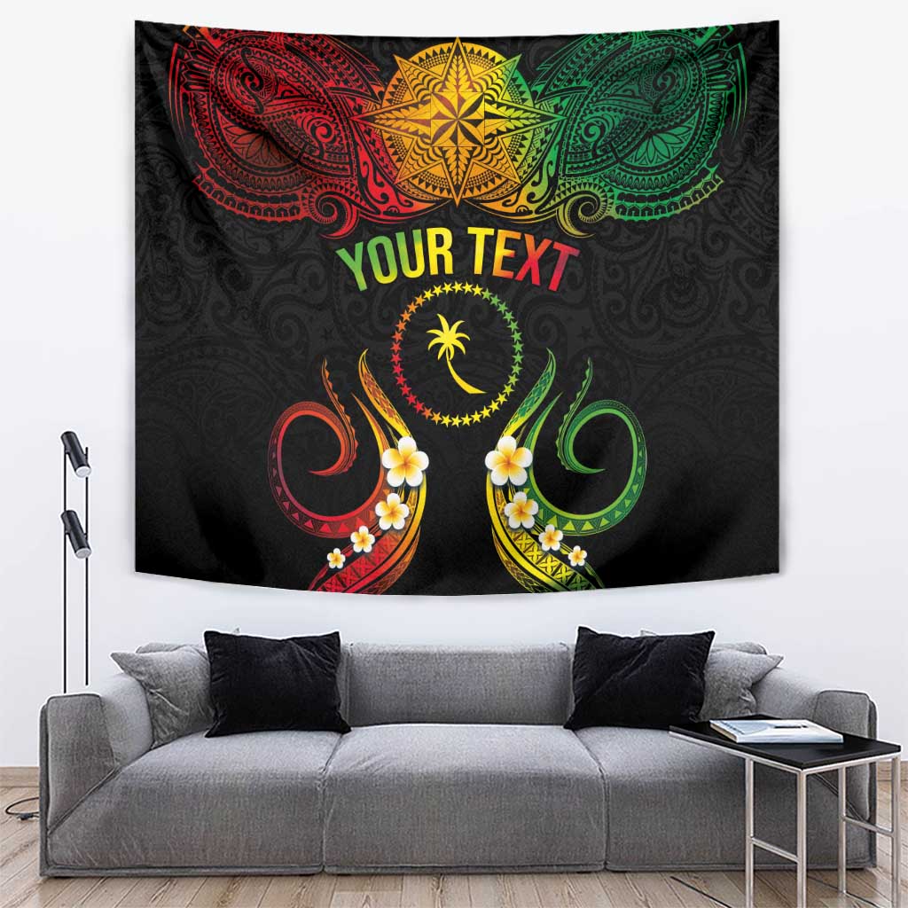 Personalised Chuuk Independence Day Tapestry Polynesian Tattoo and Plumeria Reggae Color