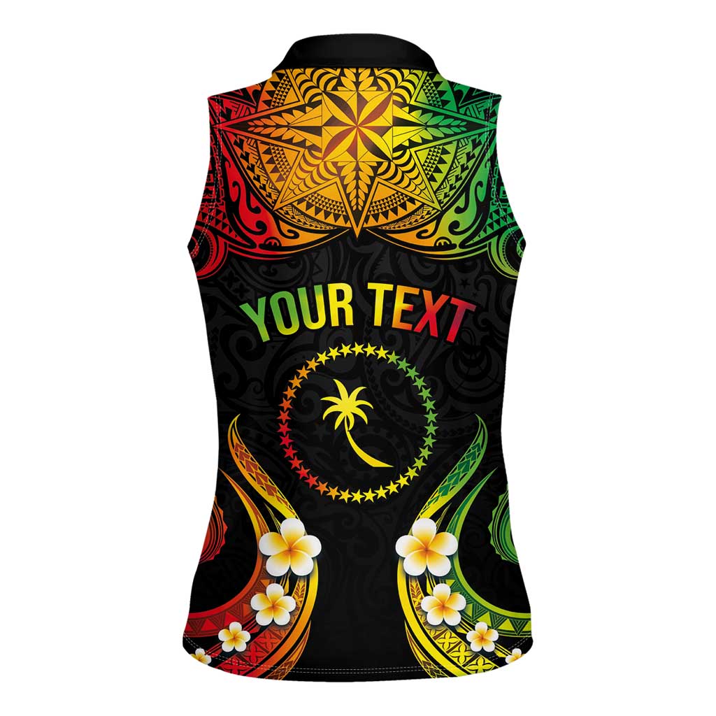Personalised Chuuk Independence Day Women Sleeveless Polo Shirt Polynesian Tattoo and Plumeria Reggae Color LT03 - Polynesian Pride