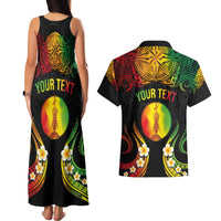 Personalised New Caledonia Independence Day Couples Matching Tank Maxi Dress and Hawaiian Shirt Polynesian Tattoo and Plumeria Reggae Color LT03 - Polynesian Pride