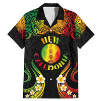 Personalised New Caledonia Independence Day Family Matching Mermaid Dress and Hawaiian Shirt Polynesian Tattoo and Plumeria Reggae Color LT03 Dad's Shirt - Short Sleeve Reggae - Polynesian Pride