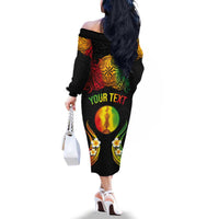 Personalised New Caledonia Independence Day Family Matching Off The Shoulder Long Sleeve Dress and Hawaiian Shirt Polynesian Tattoo and Plumeria Reggae Color LT03 - Polynesian Pride
