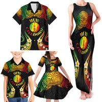 Personalised New Caledonia Independence Day Family Matching Tank Maxi Dress and Hawaiian Shirt Polynesian Tattoo and Plumeria Reggae Color LT03 - Polynesian Pride