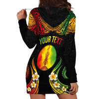 Personalised New Caledonia Independence Day Hoodie Dress Polynesian Tattoo and Plumeria Reggae Color LT03 - Polynesian Pride