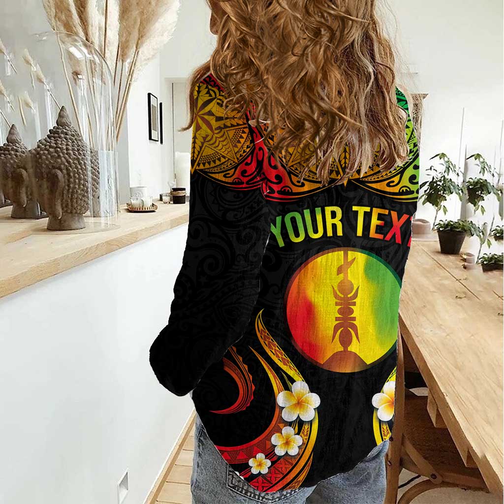 Personalised New Caledonia Independence Day Women Casual Shirt Polynesian Tattoo and Plumeria Reggae Color LT03 - Polynesian Pride