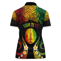 Personalised New Caledonia Independence Day Women Polo Shirt Polynesian Tattoo and Plumeria Reggae Color LT03 - Polynesian Pride