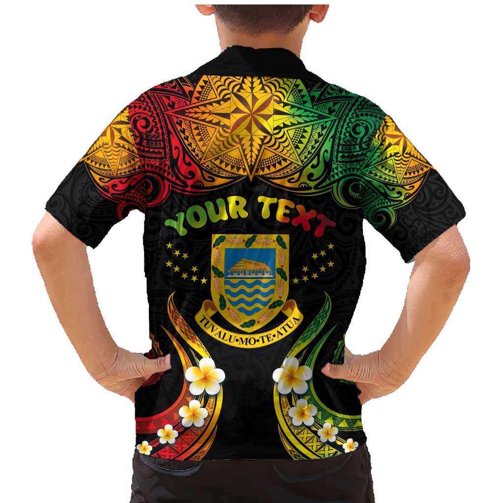 Personalised Tuvalu Independence Day Family Matching Mermaid Dress and Hawaiian Shirt Polynesian Tattoo and Plumeria Reggae Color LT03 - Polynesian Pride