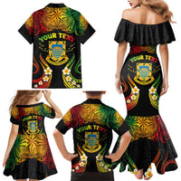 Personalised Tuvalu Independence Day Family Matching Mermaid Dress and Hawaiian Shirt Polynesian Tattoo and Plumeria Reggae Color LT03 - Polynesian Pride