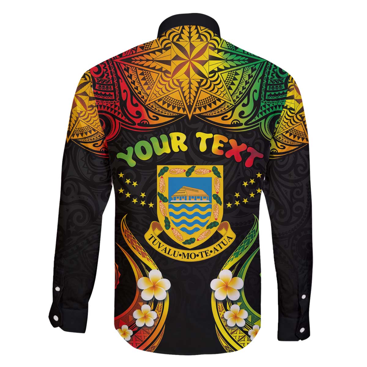 Personalised Tuvalu Independence Day Family Matching Puletasi and Hawaiian Shirt Polynesian Tattoo and Plumeria Reggae Color LT03 - Polynesian Pride