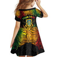 Personalised Tuvalu Independence Day Family Matching Tank Maxi Dress and Hawaiian Shirt Polynesian Tattoo and Plumeria Reggae Color LT03 - Polynesian Pride