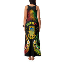 Personalised Tuvalu Independence Day Family Matching Tank Maxi Dress and Hawaiian Shirt Polynesian Tattoo and Plumeria Reggae Color LT03 - Polynesian Pride