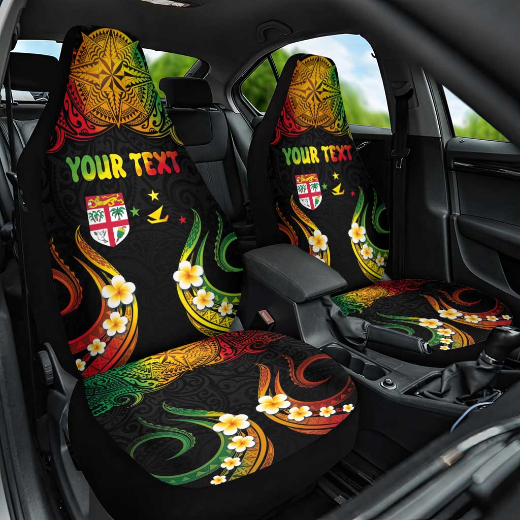 Personalised Malampa Fiji Day Car Seat Cover Polynesian Tattoo and Plumeria Reggae Color LT03 One Size Reggae - Polynesian Pride
