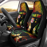 Personalised Malampa Fiji Day Car Seat Cover Polynesian Tattoo and Plumeria Reggae Color LT03 - Polynesian Pride