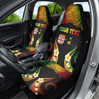 Personalised Malampa Fiji Day Car Seat Cover Polynesian Tattoo and Plumeria Reggae Color LT03 - Polynesian Pride