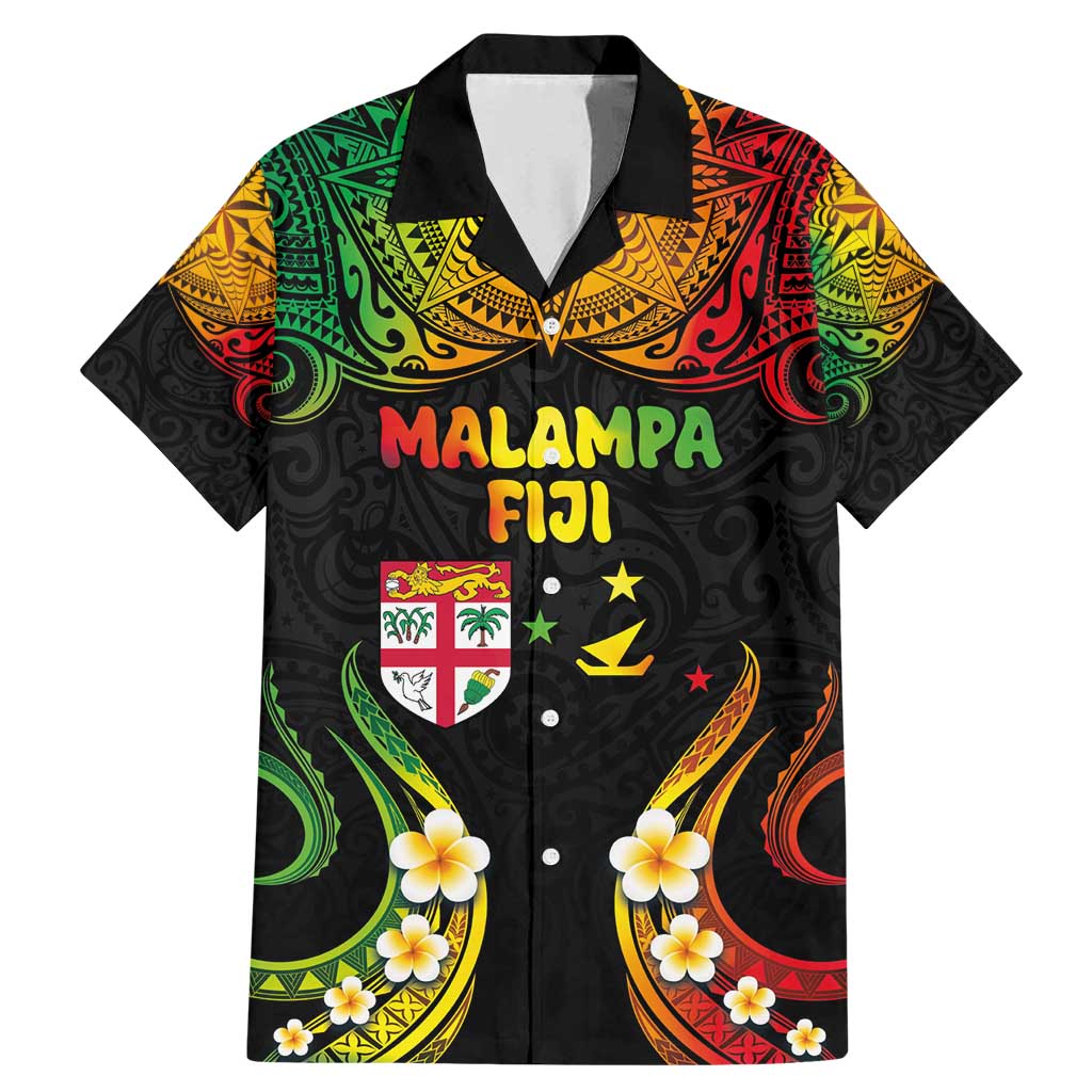 Personalised Malampa Fiji Day Family Matching Mermaid Dress and Hawaiian Shirt Polynesian Tattoo and Plumeria Reggae Color LT03 Dad's Shirt - Short Sleeve Reggae - Polynesian Pride