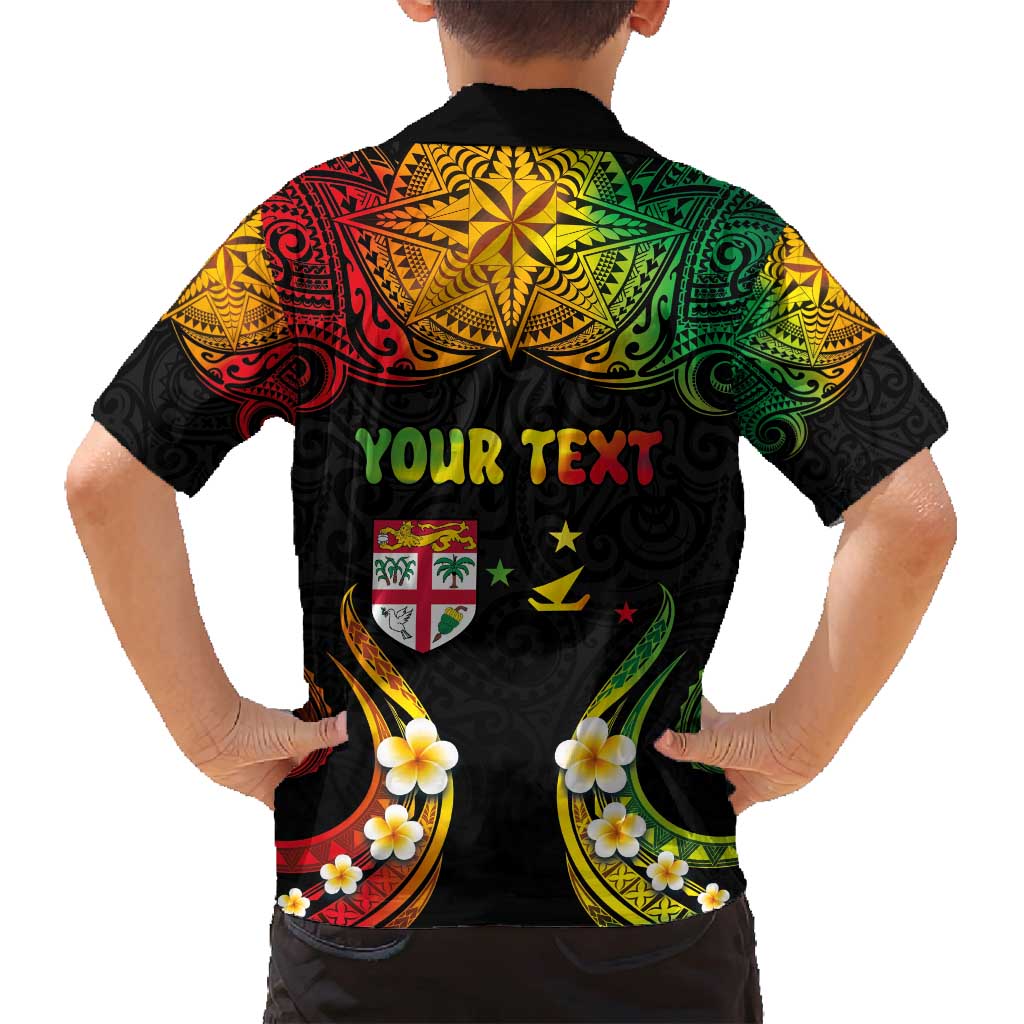 Personalised Malampa Fiji Day Family Matching Off Shoulder Maxi Dress and Hawaiian Shirt Polynesian Tattoo and Plumeria Reggae Color LT03 - Polynesian Pride