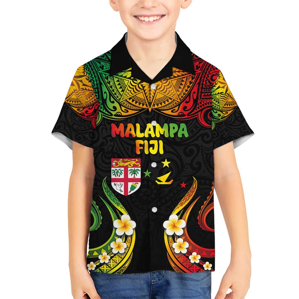 Personalised Malampa Fiji Day Family Matching Off Shoulder Maxi Dress and Hawaiian Shirt Polynesian Tattoo and Plumeria Reggae Color LT03 Son's Shirt Reggae - Polynesian Pride