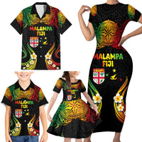 Personalised Malampa Fiji Day Family Matching Short Sleeve Bodycon Dress and Hawaiian Shirt Polynesian Tattoo and Plumeria Reggae Color LT03 - Polynesian Pride