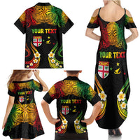 Personalised Malampa Fiji Day Family Matching Summer Maxi Dress and Hawaiian Shirt Polynesian Tattoo and Plumeria Reggae Color LT03 - Polynesian Pride