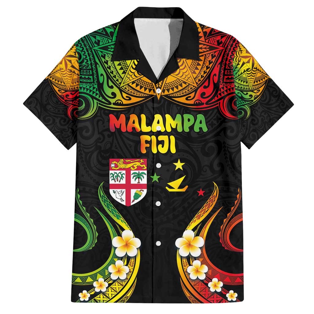 Personalised Malampa Fiji Day Family Matching Summer Maxi Dress and Hawaiian Shirt Polynesian Tattoo and Plumeria Reggae Color LT03 Dad's Shirt - Short Sleeve Reggae - Polynesian Pride
