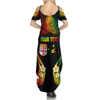 Personalised Malampa Fiji Day Family Matching Summer Maxi Dress and Hawaiian Shirt Polynesian Tattoo and Plumeria Reggae Color LT03 - Polynesian Pride