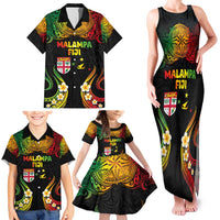 Personalised Malampa Fiji Day Family Matching Tank Maxi Dress and Hawaiian Shirt Polynesian Tattoo and Plumeria Reggae Color LT03 - Polynesian Pride