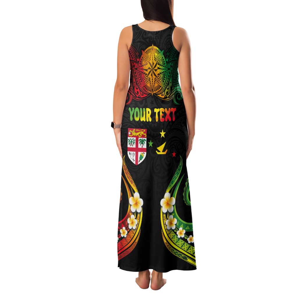 Personalised Malampa Fiji Day Family Matching Tank Maxi Dress and Hawaiian Shirt Polynesian Tattoo and Plumeria Reggae Color LT03 - Polynesian Pride