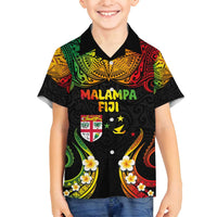 Personalised Malampa Fiji Day Family Matching Tank Maxi Dress and Hawaiian Shirt Polynesian Tattoo and Plumeria Reggae Color LT03 Son's Shirt Reggae - Polynesian Pride