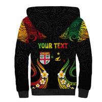 Personalised Malampa Fiji Day Sherpa Hoodie Polynesian Tattoo and Plumeria Reggae Color LT03 - Polynesian Pride