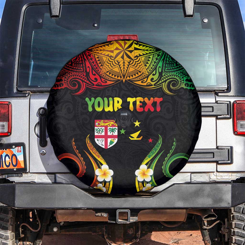 Personalised Malampa Fiji Day Spare Tire Cover Polynesian Tattoo and Plumeria Reggae Color LT03 Reggae - Polynesian Pride
