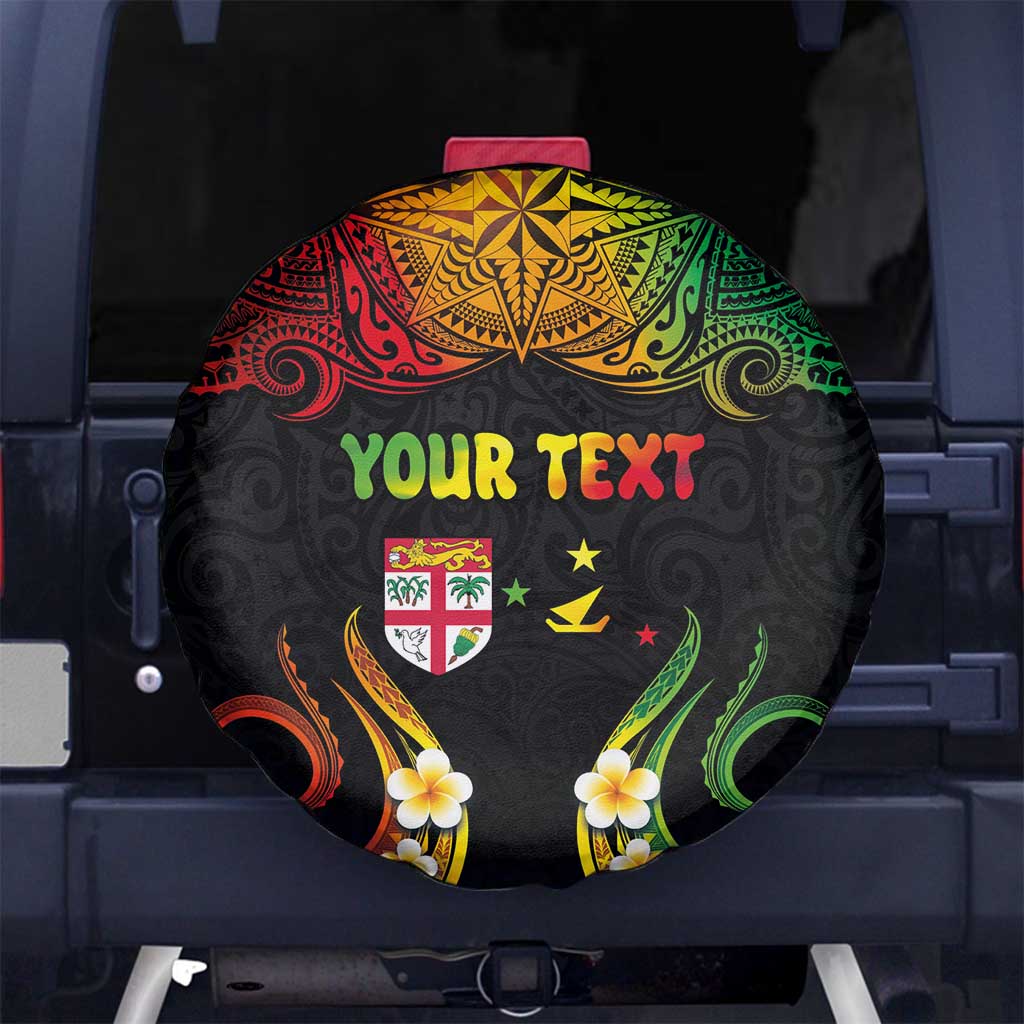 Personalised Malampa Fiji Day Spare Tire Cover Polynesian Tattoo and Plumeria Reggae Color LT03 - Polynesian Pride