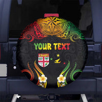 Personalised Malampa Fiji Day Spare Tire Cover Polynesian Tattoo and Plumeria Reggae Color LT03 - Polynesian Pride