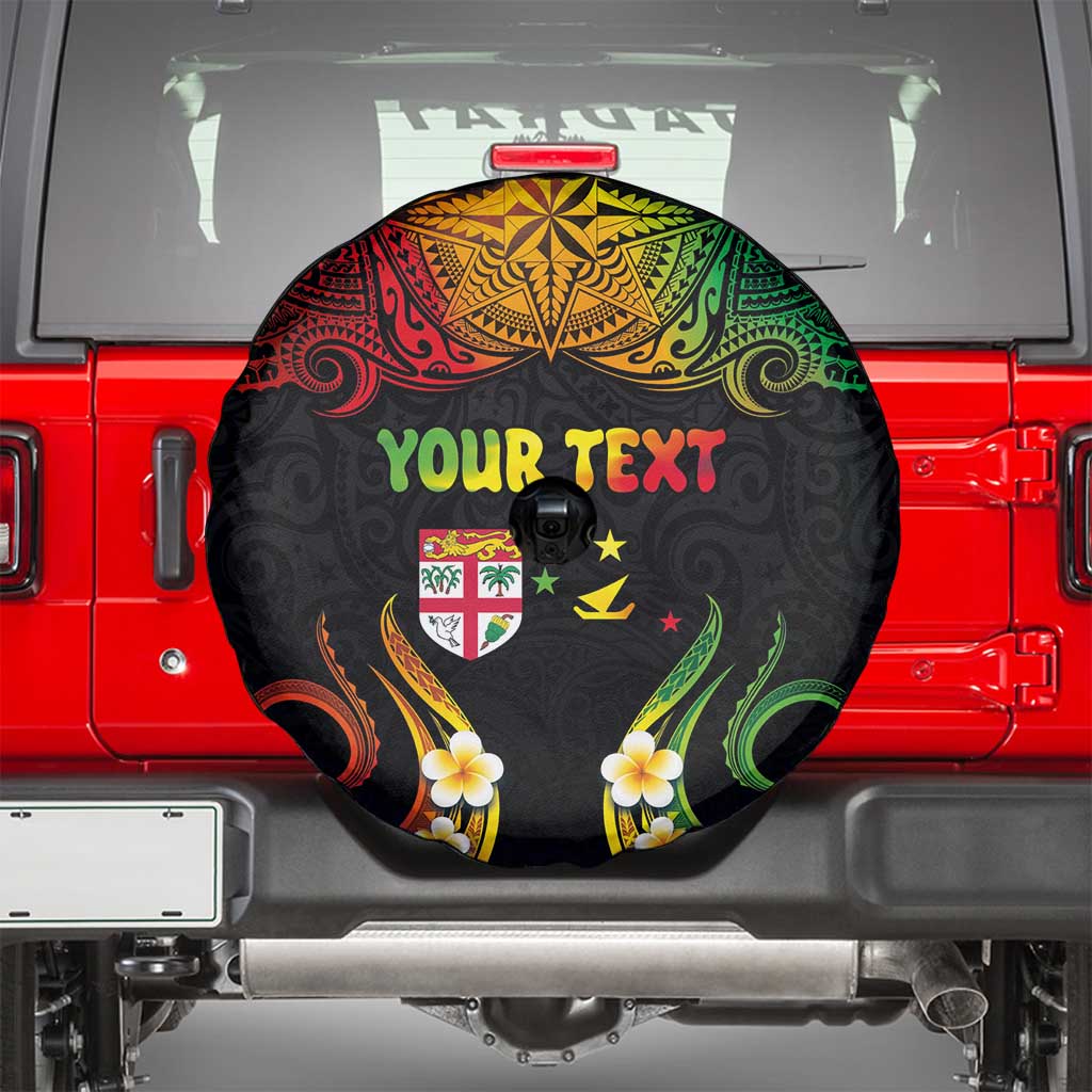 Personalised Malampa Fiji Day Spare Tire Cover Polynesian Tattoo and Plumeria Reggae Color LT03 - Polynesian Pride