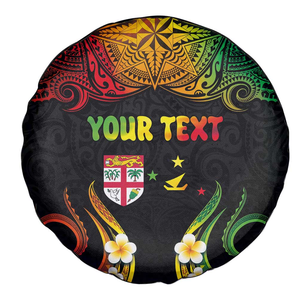 Personalised Malampa Fiji Day Spare Tire Cover Polynesian Tattoo and Plumeria Reggae Color LT03 - Polynesian Pride