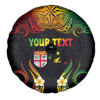 Personalised Malampa Fiji Day Spare Tire Cover Polynesian Tattoo and Plumeria Reggae Color LT03 - Polynesian Pride