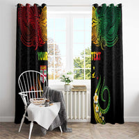 Personalised Malampa Fiji Day Window Curtain Polynesian Tattoo and Plumeria Reggae Color