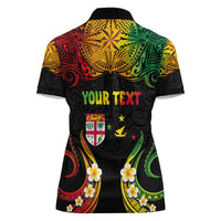 Personalised Malampa Fiji Day Women Polo Shirt Polynesian Tattoo and Plumeria Reggae Color LT03 - Polynesian Pride
