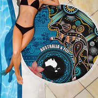 Fiji and Australia Kangaroos Beach Blanket Indigenous Aboriginal and Fijian Masi Tribal Tattoo