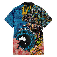Fiji and Australia Kangaroos Family Matching Long Sleeve Bodycon Dress and Hawaiian Shirt Indigenous Aboriginal and Fijian Masi Tribal Tattoo LT03 - Polynesian Pride