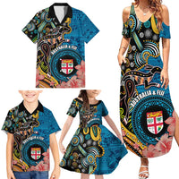 Fiji and Australia Kangaroos Family Matching Summer Maxi Dress and Hawaiian Shirt Indigenous Aboriginal and Fijian Masi Tribal Tattoo LT03 - Polynesian Pride