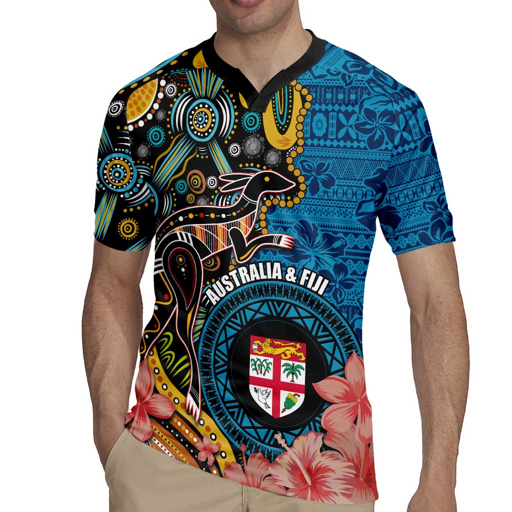 Fiji and Australia Kangaroos Rugby Jersey Indigenous Aboriginal and Fijian Masi Tribal Tattoo