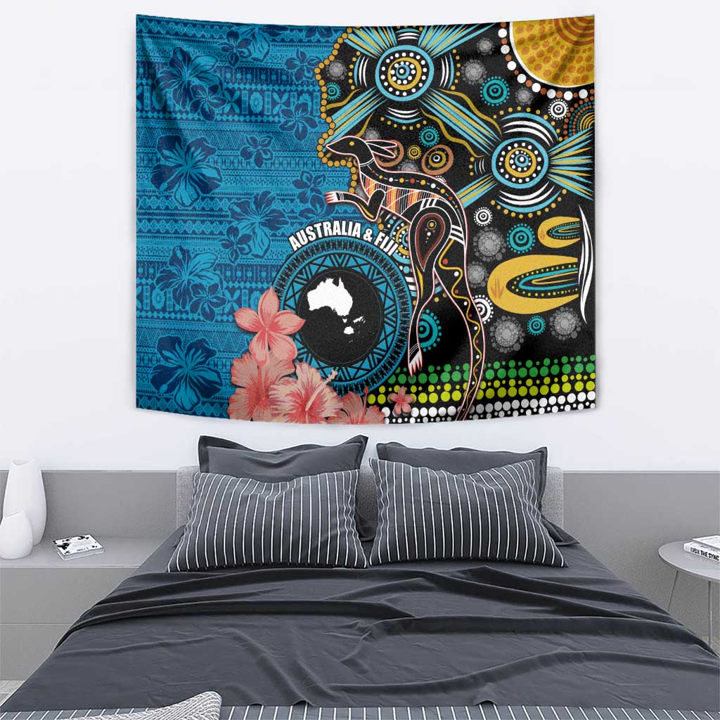 Fiji and Australia Kangaroos Tapestry Indigenous Aboriginal and Fijian Masi Tribal Tattoo
