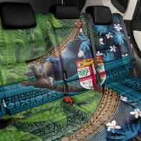 Fiji and New Zealand Tui Bird Back Car Seat Cover Koru Fern Leafs and Palm Tree With Plumeria LT03 - Polynesian Pride